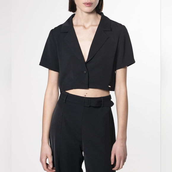 Sunday Best Tops - Sunday Best Womens Medium ButtonUp Collard Cropped Blouse Shirt Top Like New